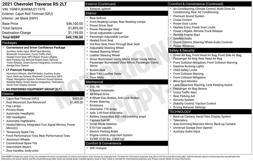 Used 2021 Chevrolet Traverse RS image 6