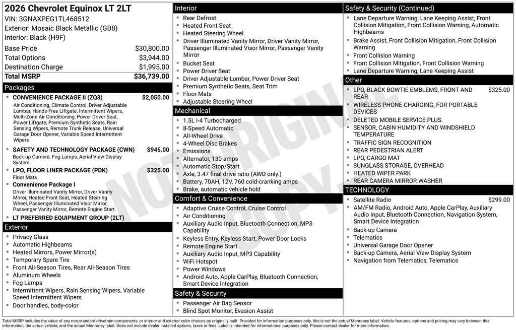 New 2026 Chevrolet Equinox LT w/ Convenience Package II AWD/4WD image 4