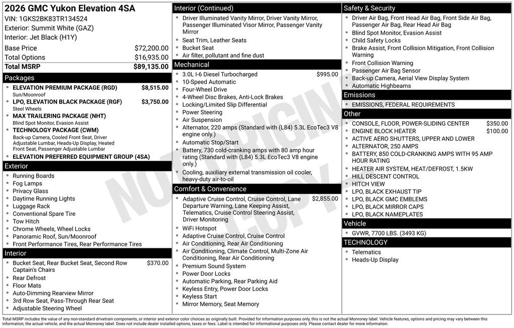 New 2026 GMC Yukon Elevation w/ Elevation Premium Package image 1