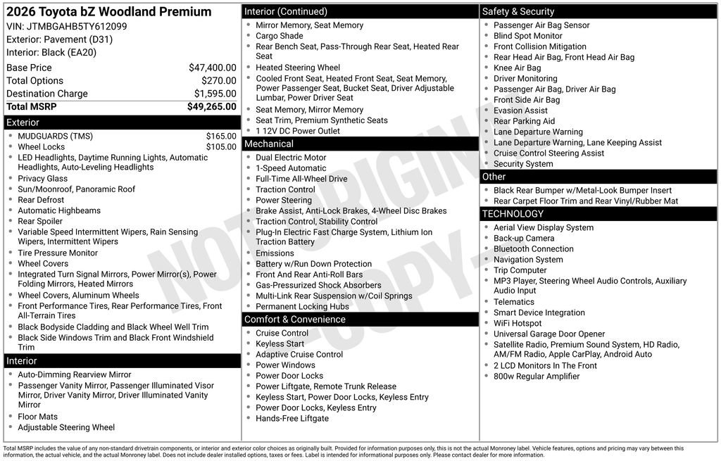 New 2026 Toyota bZ Woodland AWD/4WD image 40