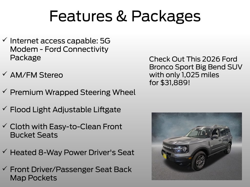 Used 2026 Ford Bronco Sport Big Bend w/ Convenience Package AWD/4WD image 8