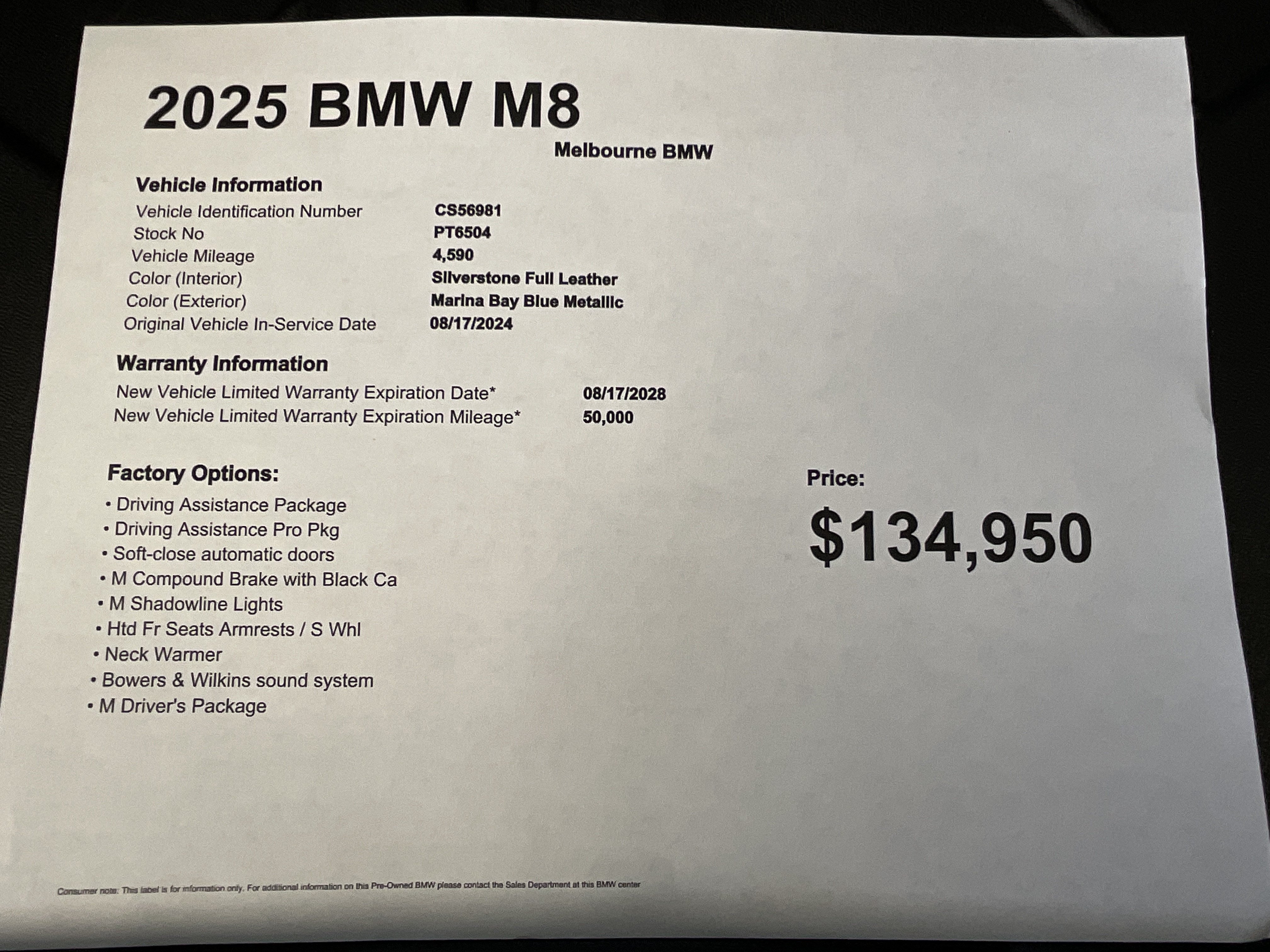 Used 2025 BMW M8 Competition w/ M Driver's Package AWD/4WD image 36