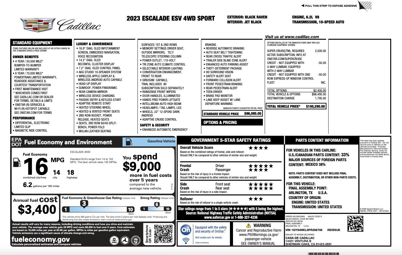 Used 2023 Cadillac Escalade ESV Sport image 76