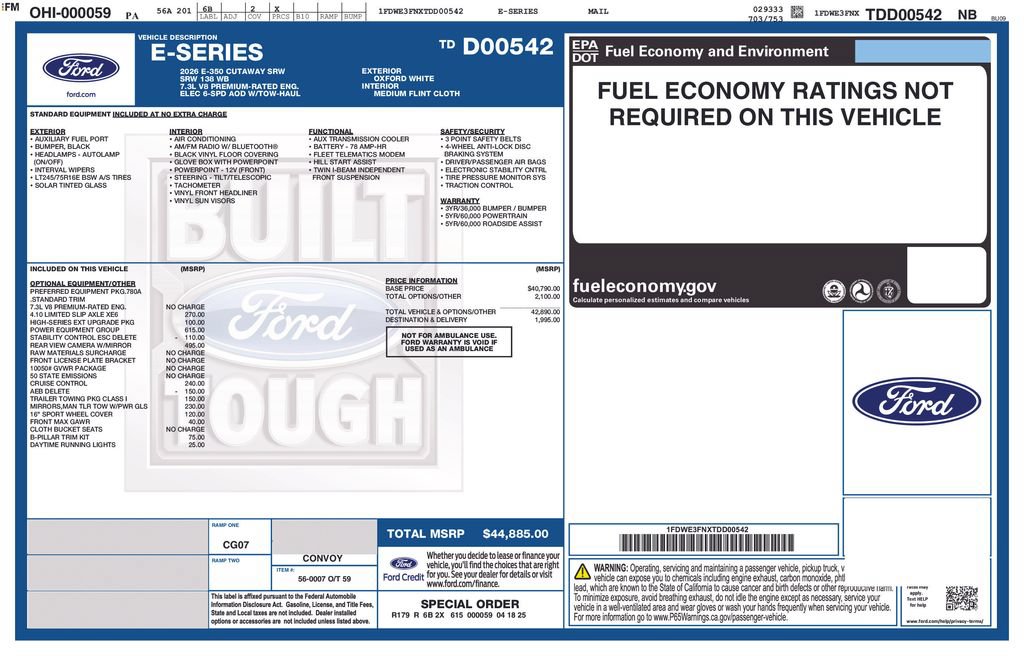 New 2026 Ford E-350 and Econoline 350 Super Duty w/ Power Equipment Group RWD image 41