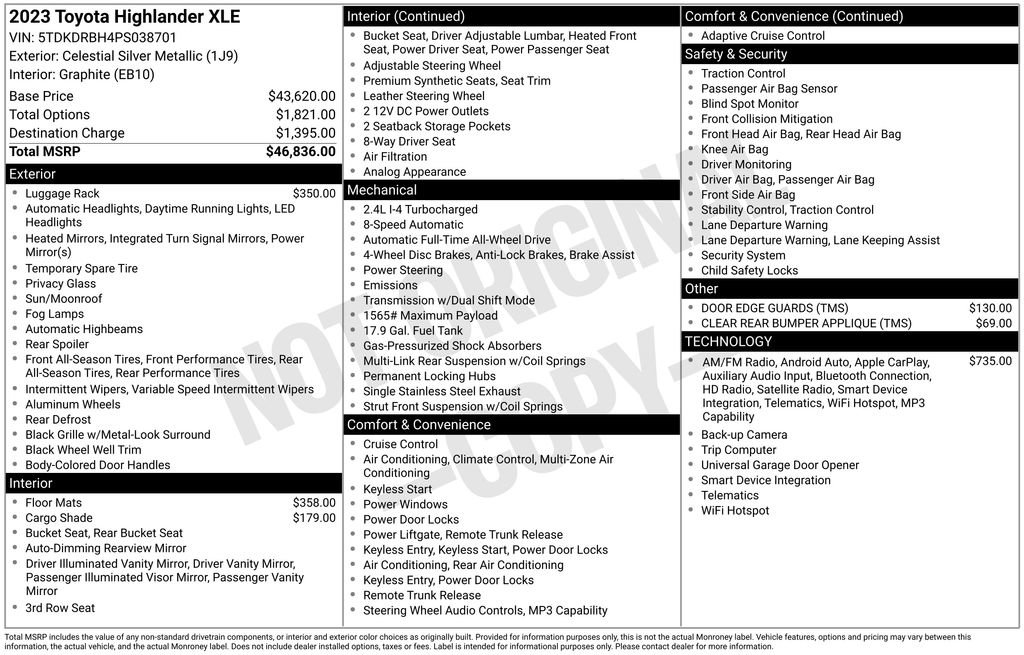 Used 2023 Toyota Highlander XLE AWD/4WD image 39