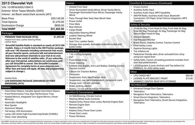 Used 2013 Chevrolet Volt Premium w/ Premium Trim Package FWD image 23
