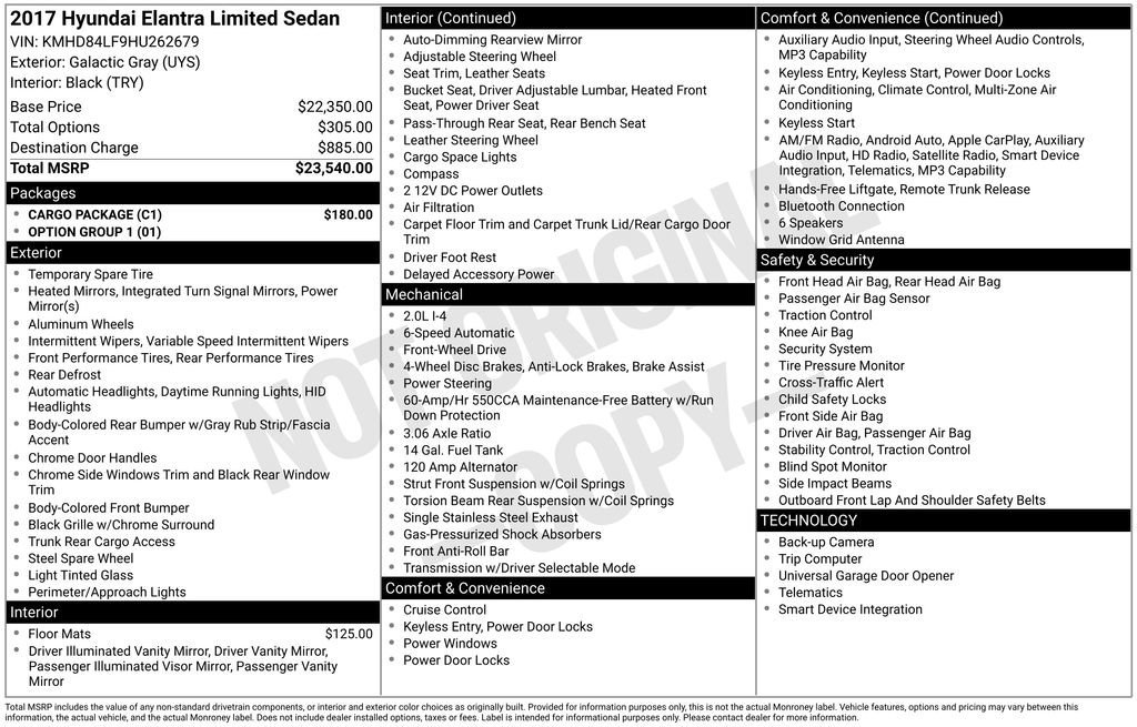 Used 2017 Hyundai Elantra Limited w/ Cargo Package FWD image 13