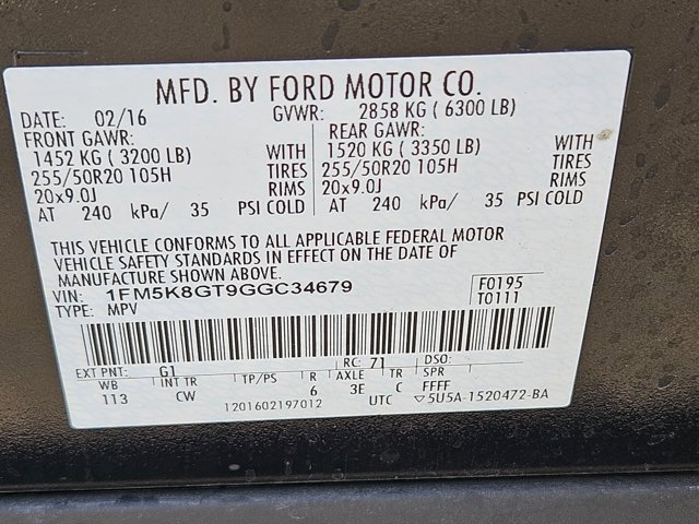 Used 2016 Ford Explorer Sport w/ Equipment Group 401A AWD/4WD image 18