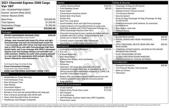 Used 2021 Chevrolet Express 2500 w/ Driver Convenience Package RWD image 7