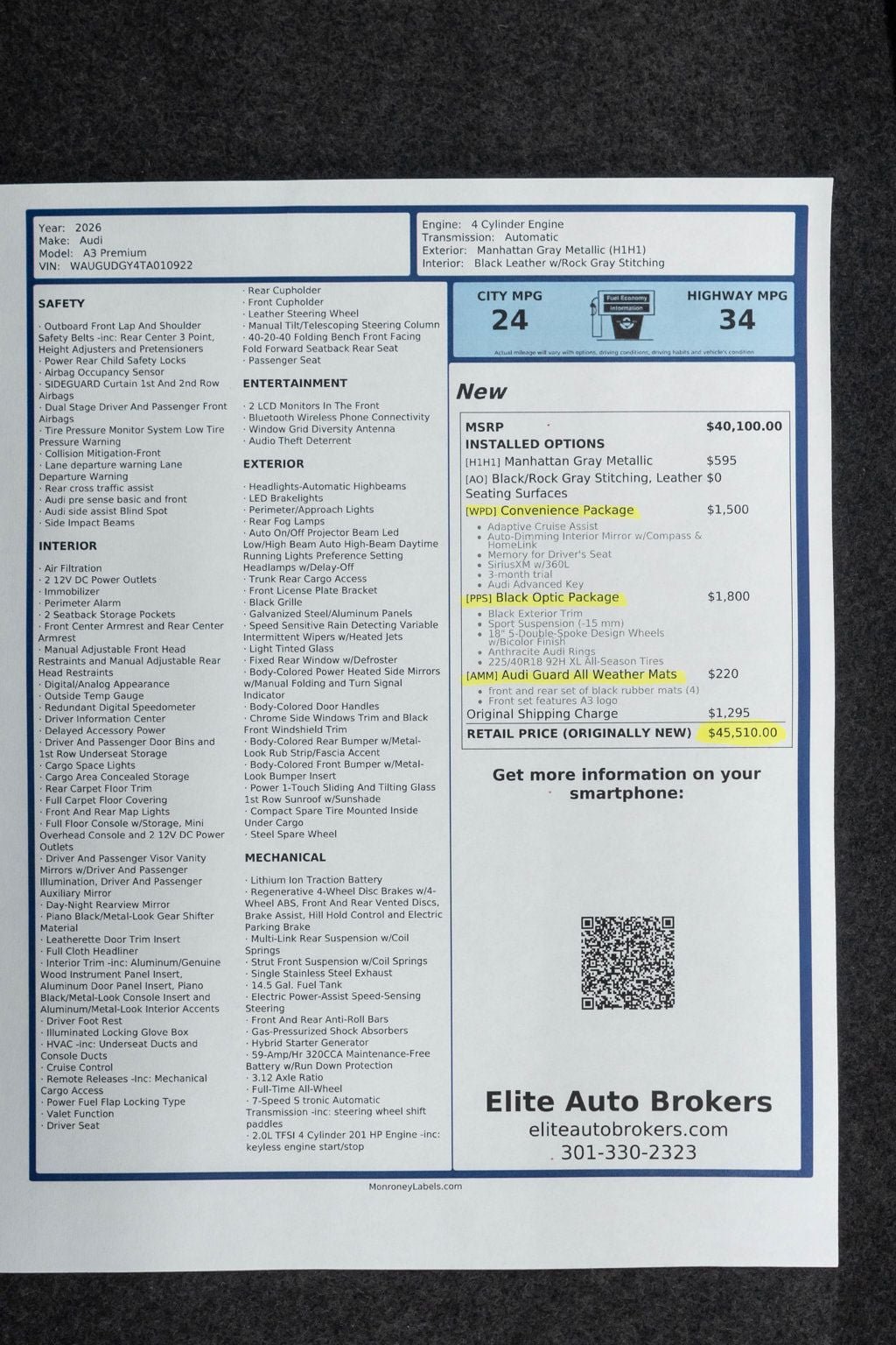 Used 2026 Audi A3 2.0T Premium w/ Black Optic Package AWD/4WD image 47