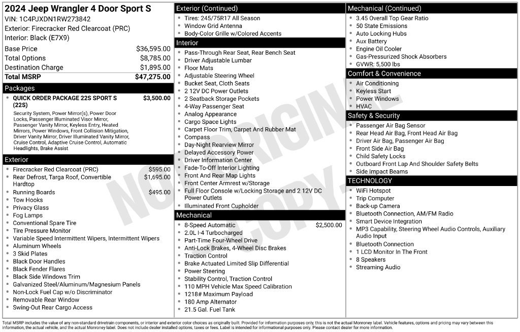 Used 2024 Jeep Wrangler Unlimited Sport AWD/4WD image 10