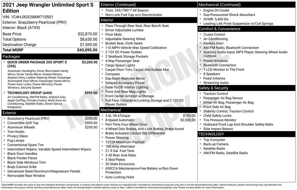 Used 2021 Jeep Wrangler Unlimited Sport image 15