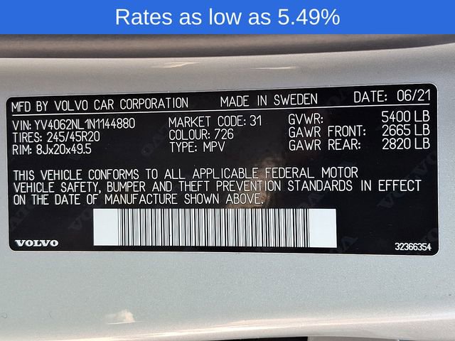 Certified 2022 Volvo V90 B6 Cross Country w/ Advanced Package image 27