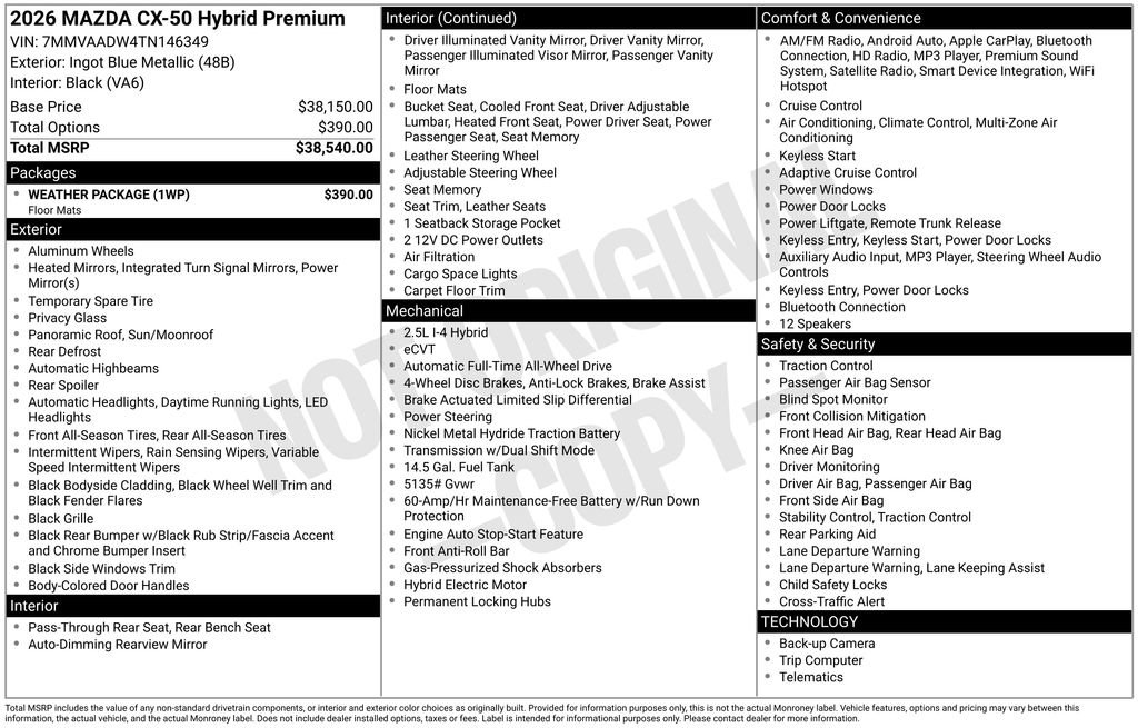 New 2026 MAZDA CX-50 AWD 2.5 Hybrid w/ Weather Package image 4