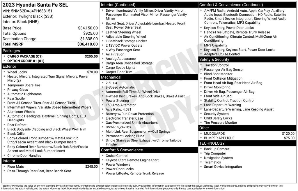 Used 2023 Hyundai Santa Fe SEL w/ Cargo Package AWD/4WD image 5
