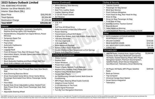 Used 2023 Subaru Outback Limited image 5