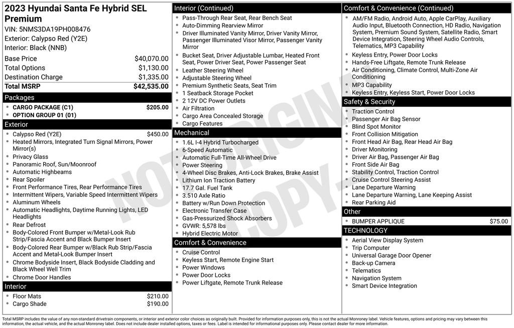 Certified 2023 Hyundai Santa Fe SEL Premium w/ Cargo Package AWD/4WD image 35