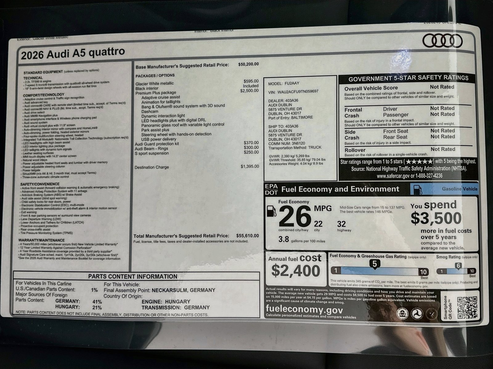 New 2026 Audi A5 Premium Plus AWD/4WD image 47