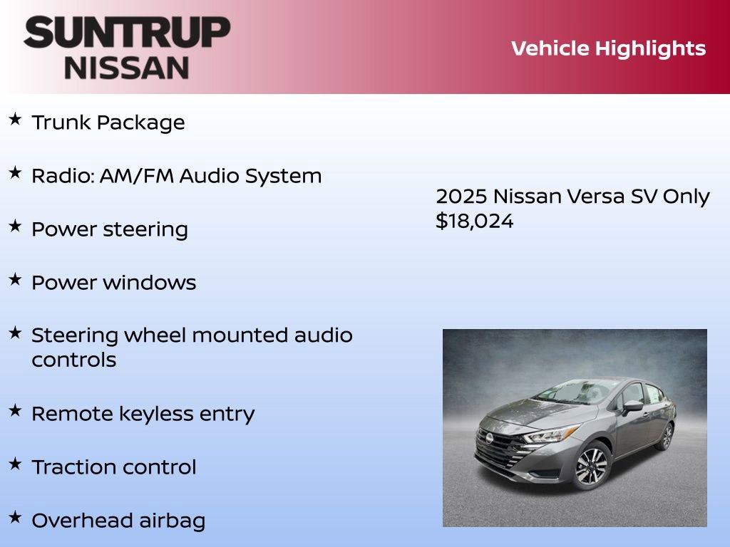 New 2025 Nissan Versa SV w/ Trunk Package image 8
