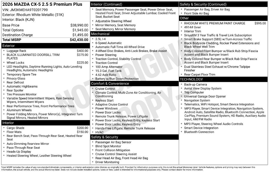 New 2026 MAZDA CX-5 2.5 S w/ Premium Plus Package AWD/4WD image 10