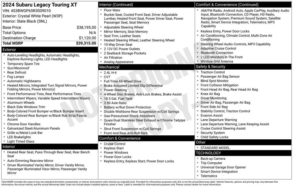 Certified 2024 Subaru Legacy Touring XT image 11