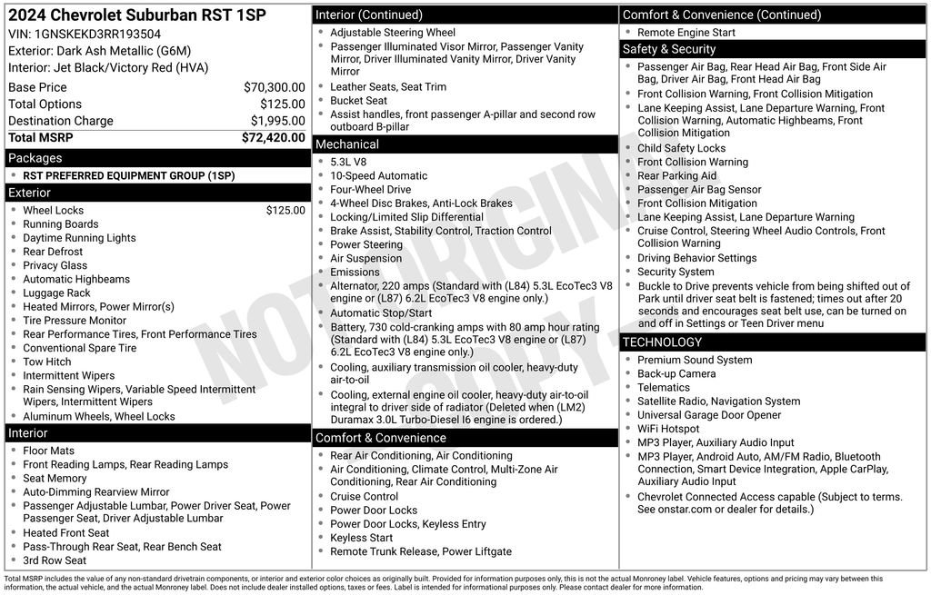 Used 2024 Chevrolet Suburban RST AWD/4WD image 24