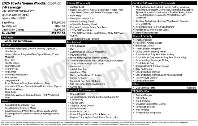 New 2026 Toyota Sienna XLE Woodland Edition AWD/4WD image 6