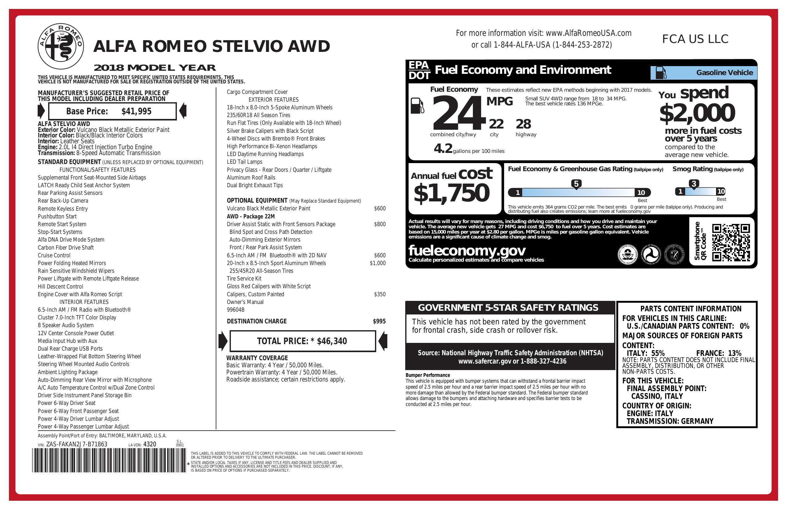 Used 2018 Alfa Romeo Stelvio AWD image 2