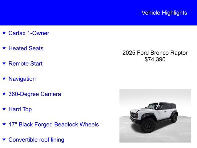 Certified 2025 Ford Bronco Raptor AWD/4WD image 2