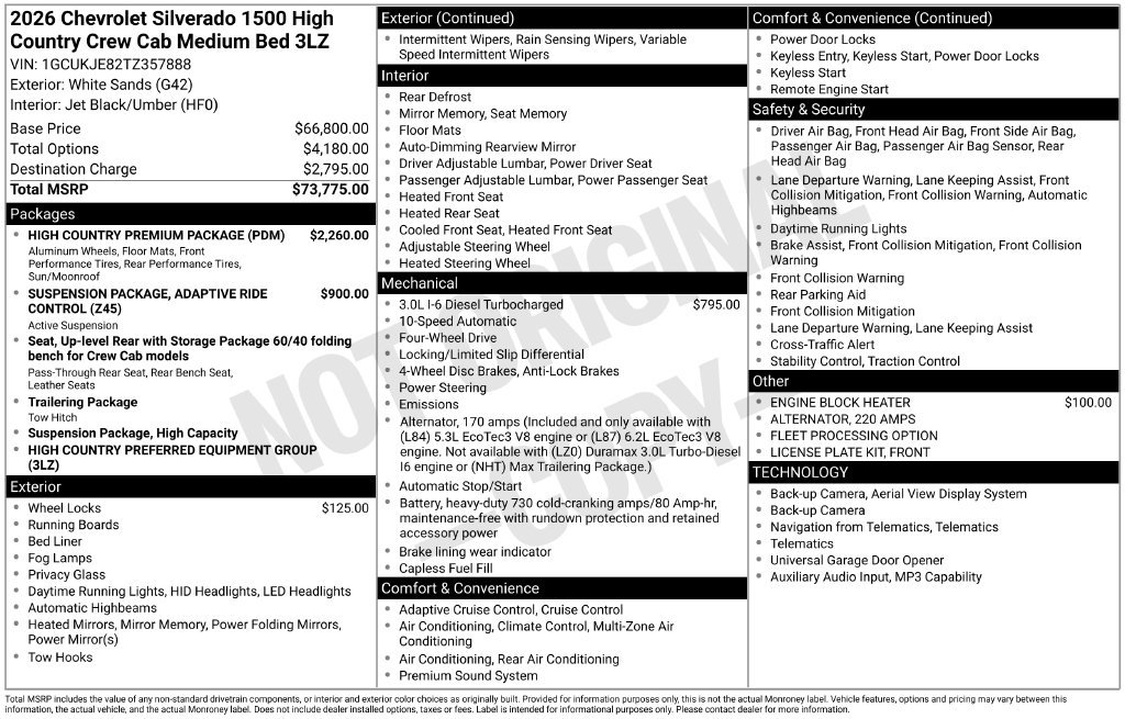 Used 2026 Chevrolet Silverado 1500 High Country w/ High Country Premium Package AWD/4WD image 18