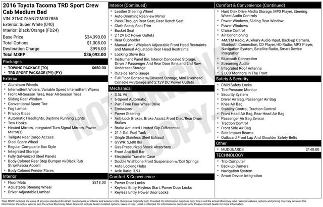 Used 2016 Toyota Tacoma TRD Sport w/ Towing Package image 33