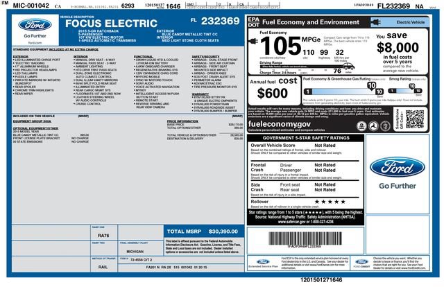 Used 2015 Ford Focus Electric Hatchback FWD image 31
