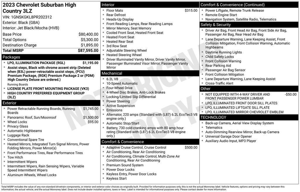 Used 2023 Chevrolet Suburban High Country w/ LPO, Illumination Package image 7