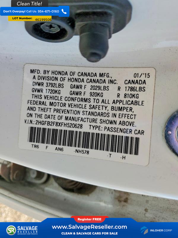 Used 2015 Honda Civic EX image 16