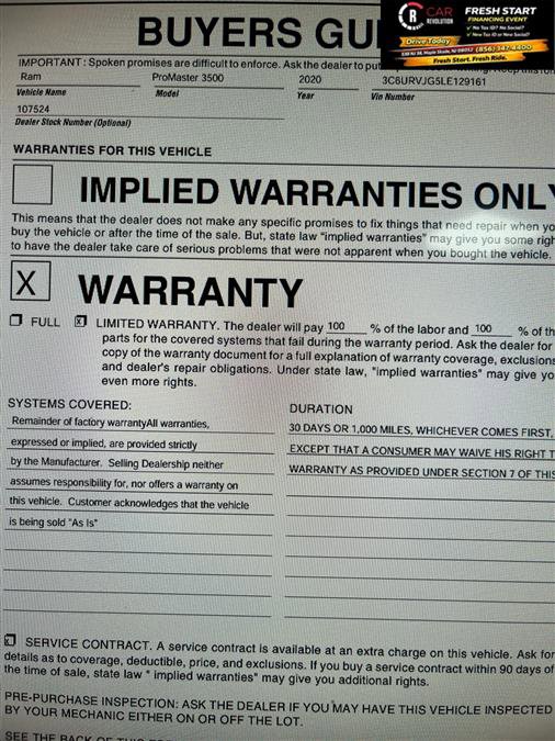 Used 2020 RAM ProMaster 3500 image 10