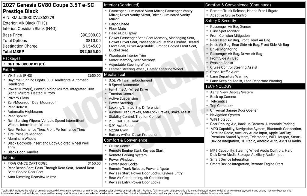 New 2027 Genesis GV80 3.5T Prestige AWD/4WD image 3