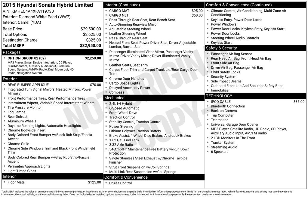 Used 2015 Hyundai Sonata Limited w/ Option Group 02 FWD image 32