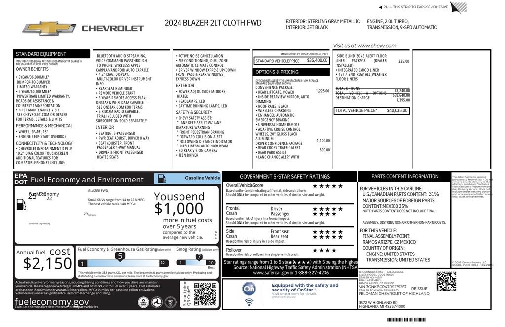 Used 2024 Chevrolet Blazer LT w/ Convenience Package FWD image 13