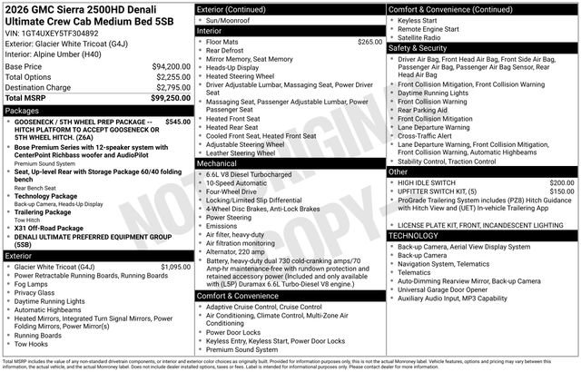 New 2026 GMC Sierra 2500 Denali Ultimate AWD/4WD image 33