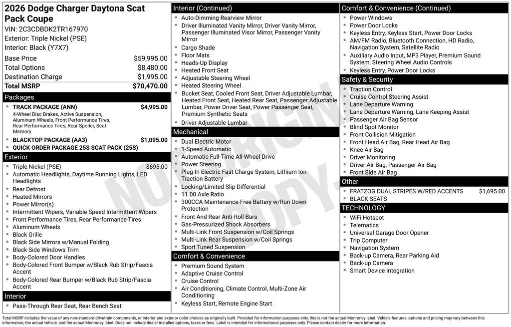 New 2026 Dodge Charger Daytona Scat Pack w/ Track Package AWD/4WD image 7