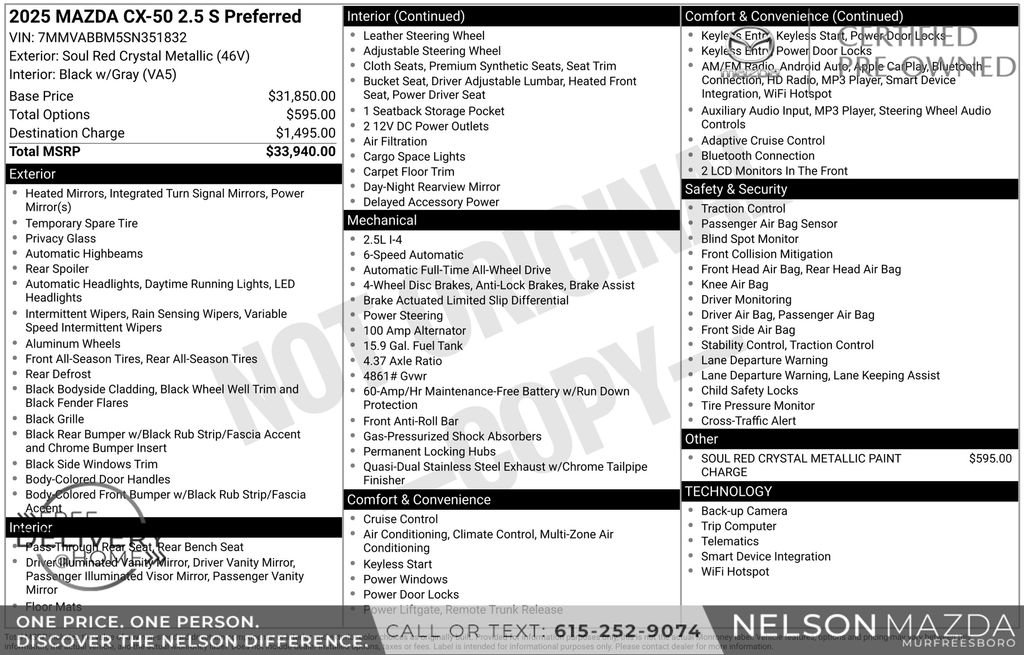 Certified 2025 MAZDA CX-50 AWD 2.5 S w/ Preferred Package image 2