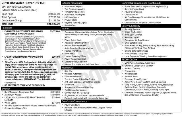 Used 2020 Chevrolet Blazer RS FWD image 7
