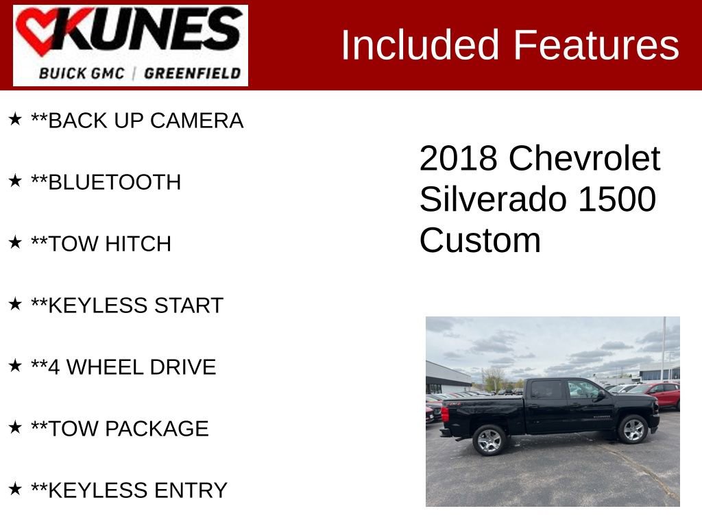 Used 2018 Chevrolet Silverado 1500 Custom w/ Custom Value Package AWD/4WD image 2