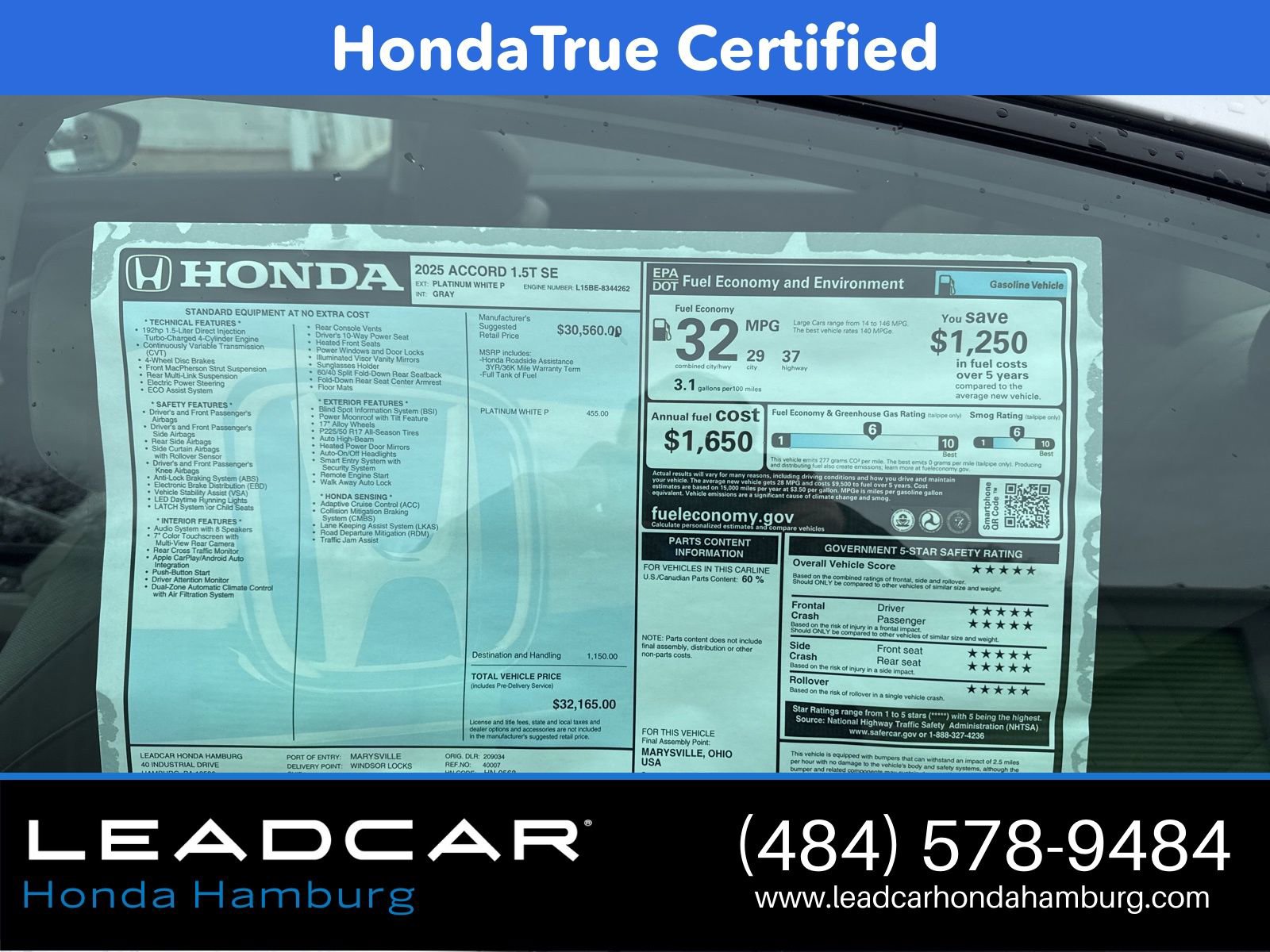 Certified 2025 Honda Accord SE image 12