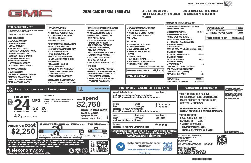 New 2026 GMC Sierra 1500 AT4 w/ AT4 Premium Package image 1