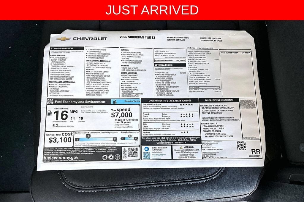 New 2026 Chevrolet Suburban LT w/ Comfort Package AWD/4WD image 13