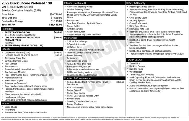 Certified 2022 Buick Encore Preferred w/ Safety Package AWD/4WD image 27