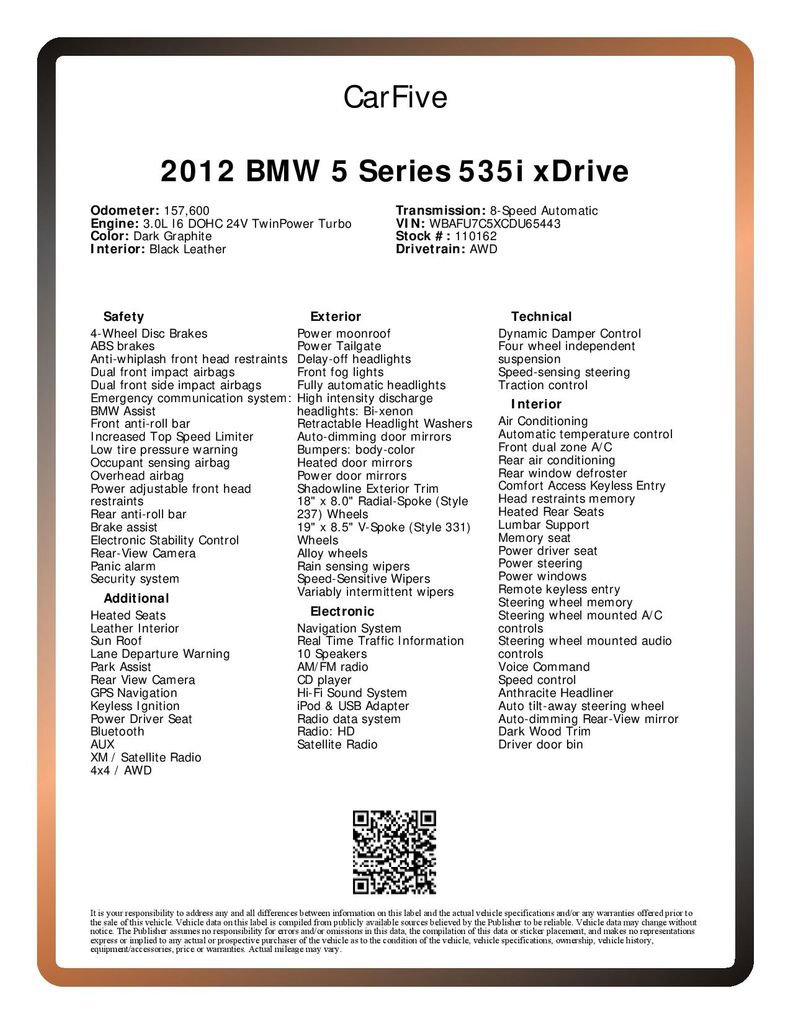 Used 2012 BMW 535i xDrive Sedan image 33