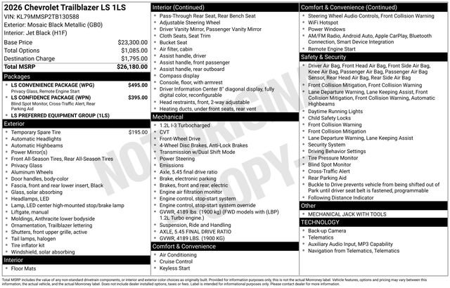 New 2026 Chevrolet TrailBlazer LS w/ LS Convenience Package FWD image 2
