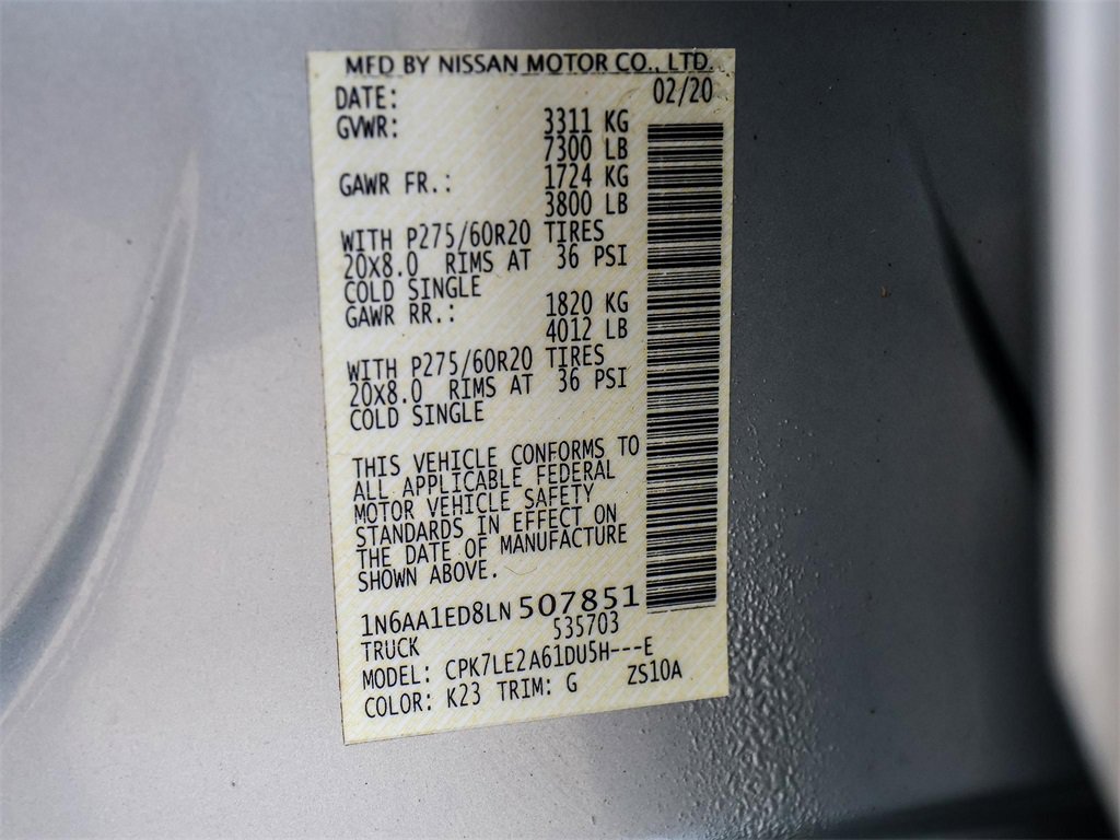 Used 2020 Nissan Titan SL w/ Moonroof Package image 42